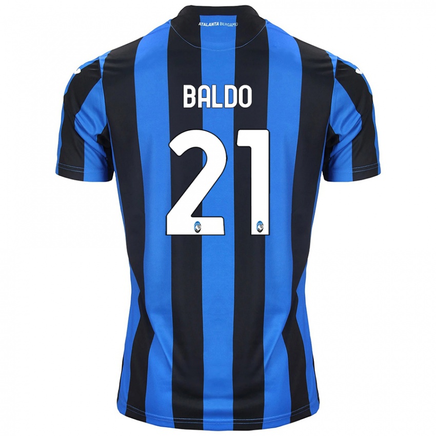 Gyermek Nicolò Baldo #21 Kék Fekete Hazai Jersey 2024/25 Mez Póló Ing