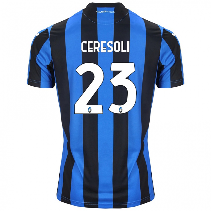 Gyermek Andrea Ceresoli #23 Kék Fekete Hazai Jersey 2024/25 Mez Póló Ing