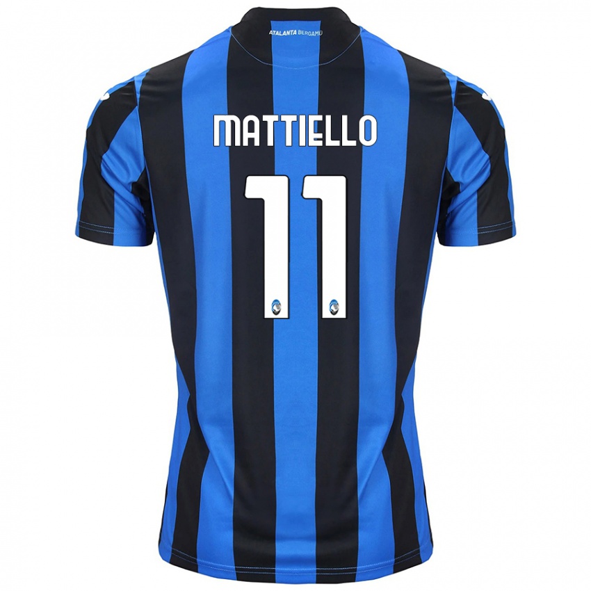 Gyermek Federico Mattiello #11 Kék Fekete Hazai Jersey 2024/25 Mez Póló Ing