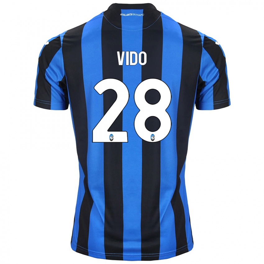 Gyermek Luca Vido #28 Kék Fekete Hazai Jersey 2024/25 Mez Póló Ing