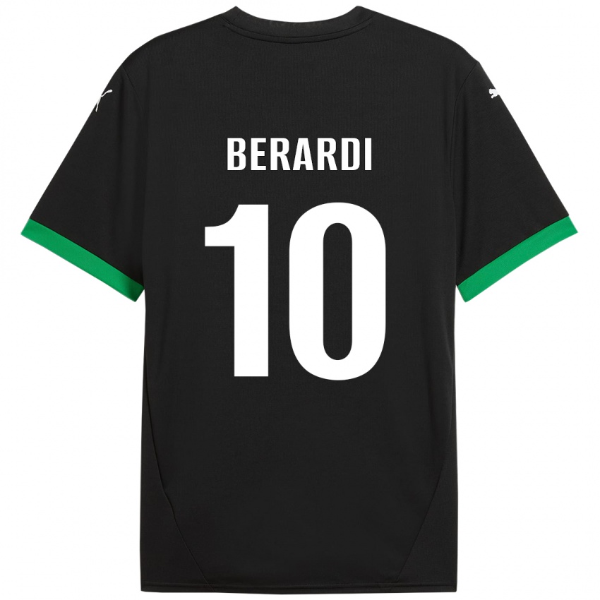 Gyermek Domenico Berardi #10 Fekete Sötétzöld Hazai Jersey 2024/25 Mez Póló Ing