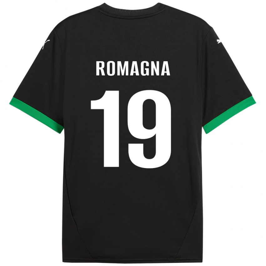 Gyermek Filippo Romagna #19 Fekete Sötétzöld Hazai Jersey 2024/25 Mez Póló Ing