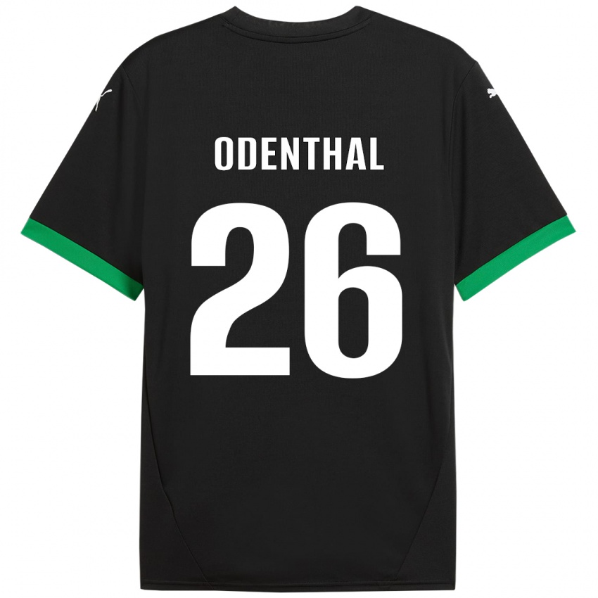 Gyermek Cas Odenthal #26 Fekete Sötétzöld Hazai Jersey 2024/25 Mez Póló Ing