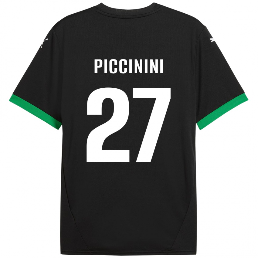 Gyermek Stefano Piccinini #27 Fekete Sötétzöld Hazai Jersey 2024/25 Mez Póló Ing