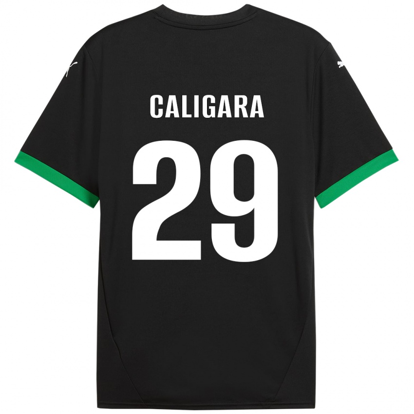 Gyermek Fabrizio Caligara #29 Fekete Sötétzöld Hazai Jersey 2024/25 Mez Póló Ing