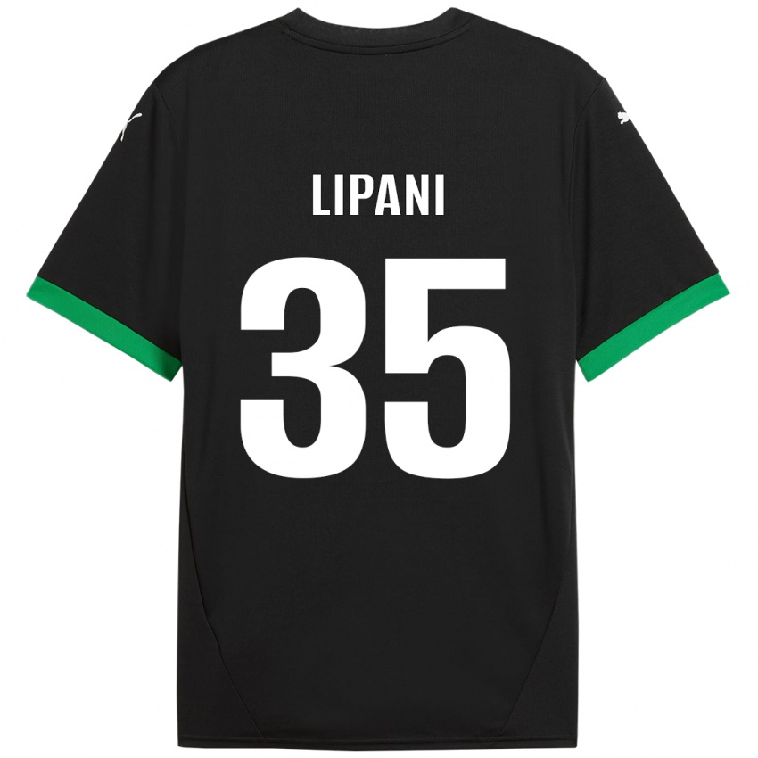 Gyermek Luca Lipani #35 Fekete Sötétzöld Hazai Jersey 2024/25 Mez Póló Ing