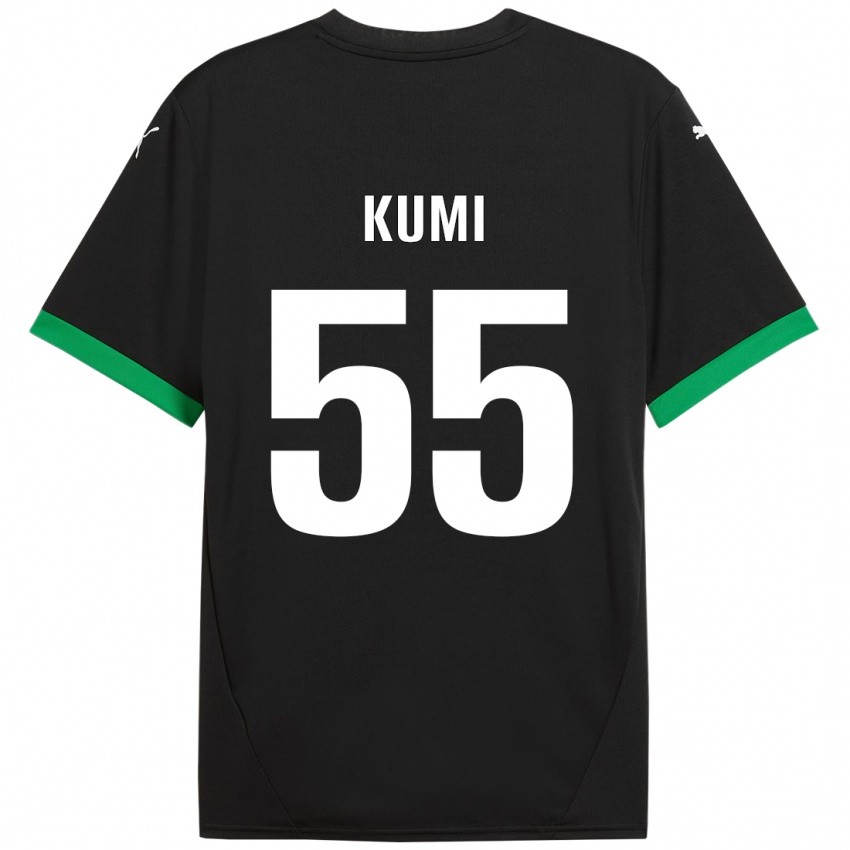 Gyermek Justin Kumi #55 Fekete Sötétzöld Hazai Jersey 2024/25 Mez Póló Ing