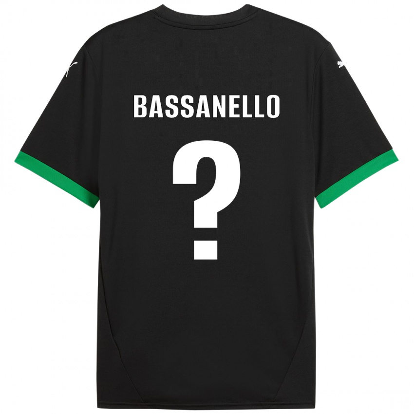 Gyermek Davide Bassanello #0 Fekete Sötétzöld Hazai Jersey 2024/25 Mez Póló Ing