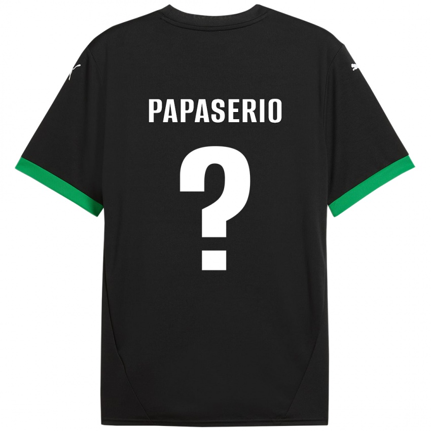 Gyermek Gabriele Papaserio #0 Fekete Sötétzöld Hazai Jersey 2024/25 Mez Póló Ing