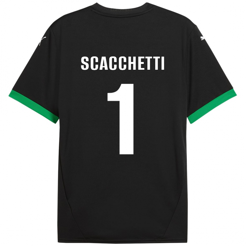 Gyermek Alessandro Scacchetti #1 Fekete Sötétzöld Hazai Jersey 2024/25 Mez Póló Ing