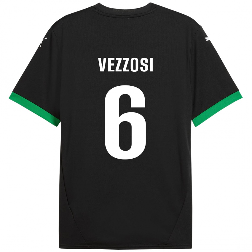 Gyermek Giorgio Vezzosi #6 Fekete Sötétzöld Hazai Jersey 2024/25 Mez Póló Ing