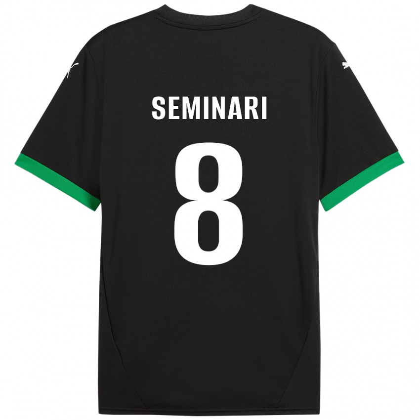 Gyermek Giacomo Seminari #8 Fekete Sötétzöld Hazai Jersey 2024/25 Mez Póló Ing