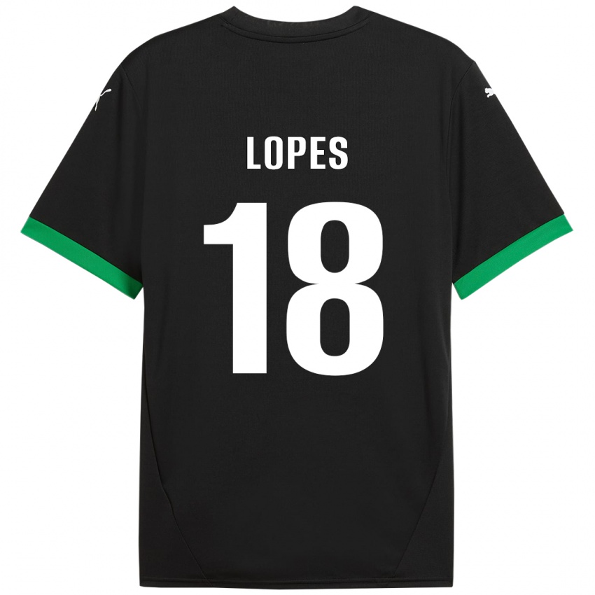 Gyermek Emerick Lopes #18 Fekete Sötétzöld Hazai Jersey 2024/25 Mez Póló Ing