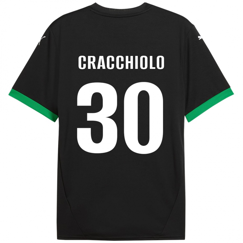 Gyermek Leonardo Cracchiolo #30 Fekete Sötétzöld Hazai Jersey 2024/25 Mez Póló Ing