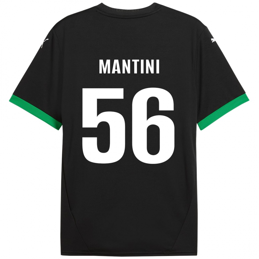 Gyermek Raffaele Mantini #56 Fekete Sötétzöld Hazai Jersey 2024/25 Mez Póló Ing