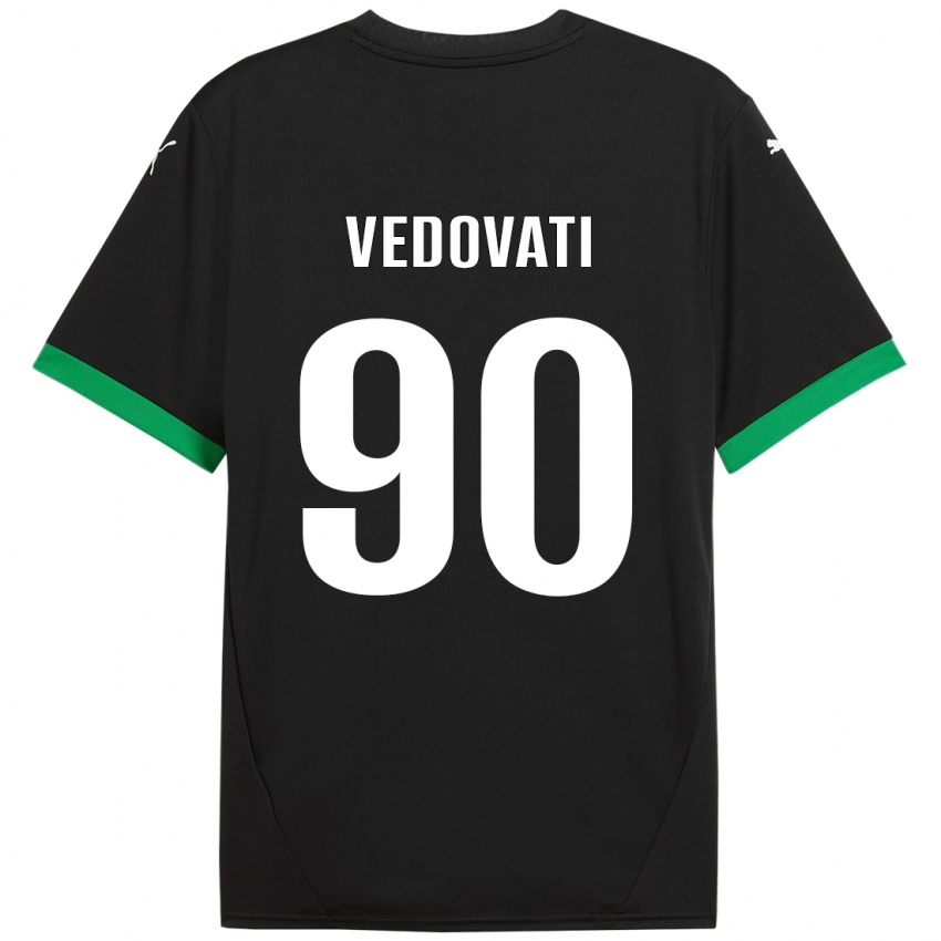 Gyermek Gabriele Vedovati #90 Fekete Sötétzöld Hazai Jersey 2024/25 Mez Póló Ing