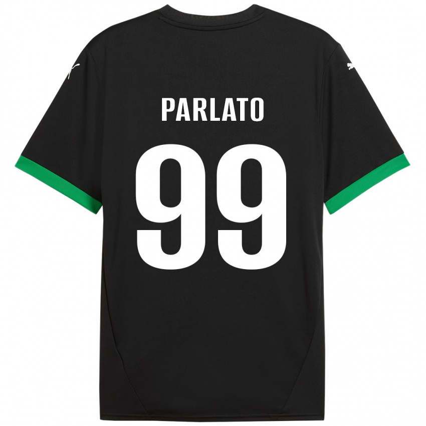 Gyermek Claudio Parlato #99 Fekete Sötétzöld Hazai Jersey 2024/25 Mez Póló Ing