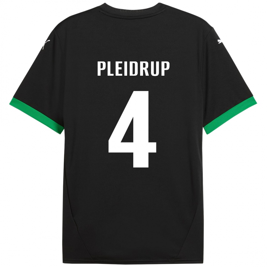 Gyermek Caroline Pleidrup #4 Fekete Sötétzöld Hazai Jersey 2024/25 Mez Póló Ing