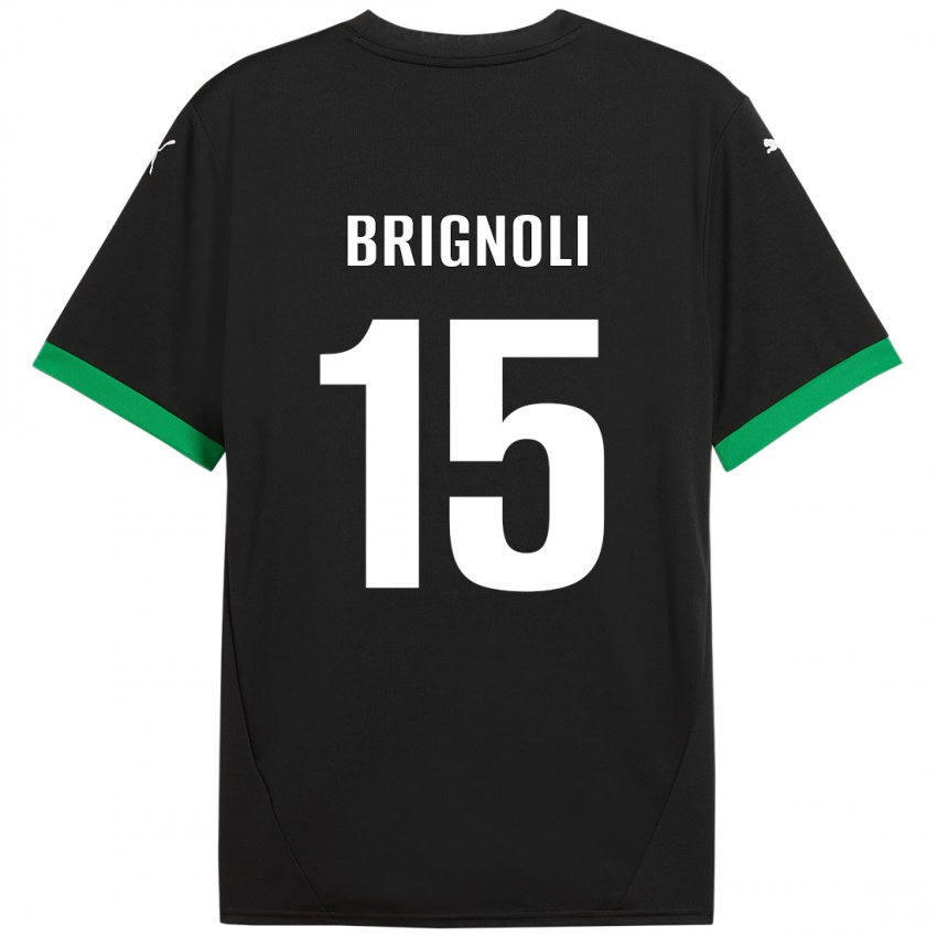 Gyermek Benedetta Brignoli #15 Fekete Sötétzöld Hazai Jersey 2024/25 Mez Póló Ing