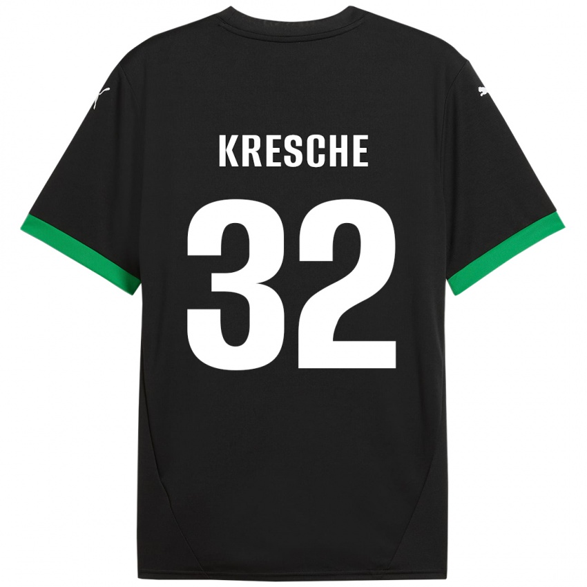 Gyermek Isabella Kresche #32 Fekete Sötétzöld Hazai Jersey 2024/25 Mez Póló Ing