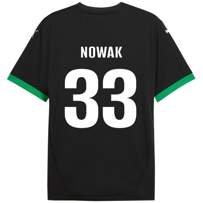 Gyermek Julie Nowak #33 Fekete Sötétzöld Hazai Jersey 2024/25 Mez Póló Ing