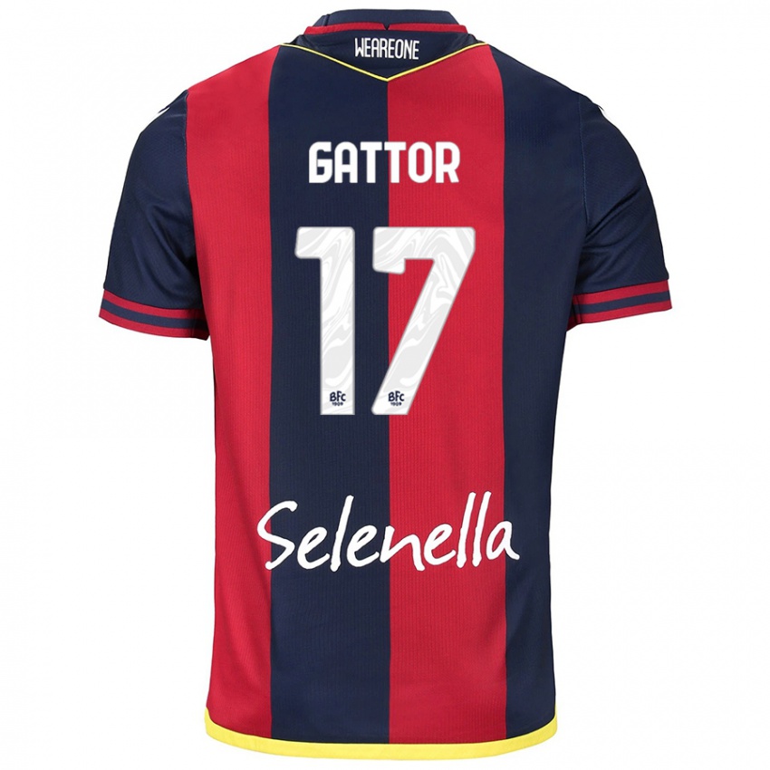 Gyermek Gianluca Gattor #17 Piros Királykék Hazai Jersey 2024/25 Mez Póló Ing