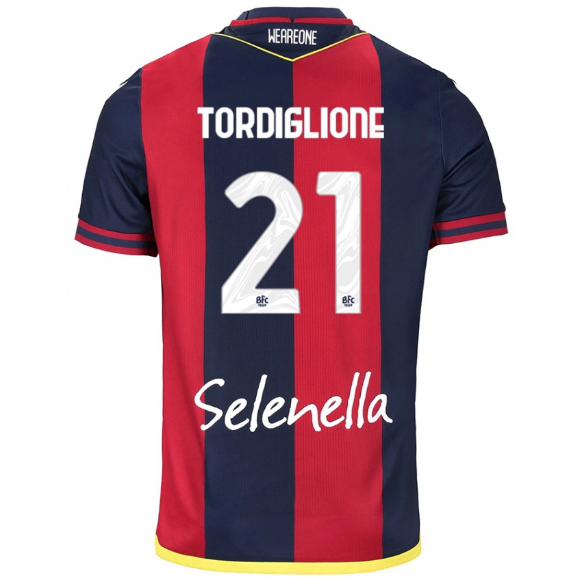 Gyermek Nicolò Tordiglione #21 Piros Királykék Hazai Jersey 2024/25 Mez Póló Ing