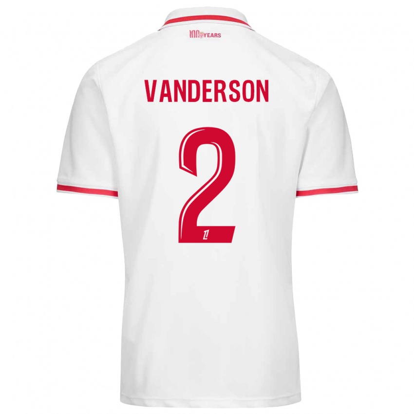 Gyermek Vanderson #2 Fehér Piros Hazai Jersey 2024/25 Mez Póló Ing