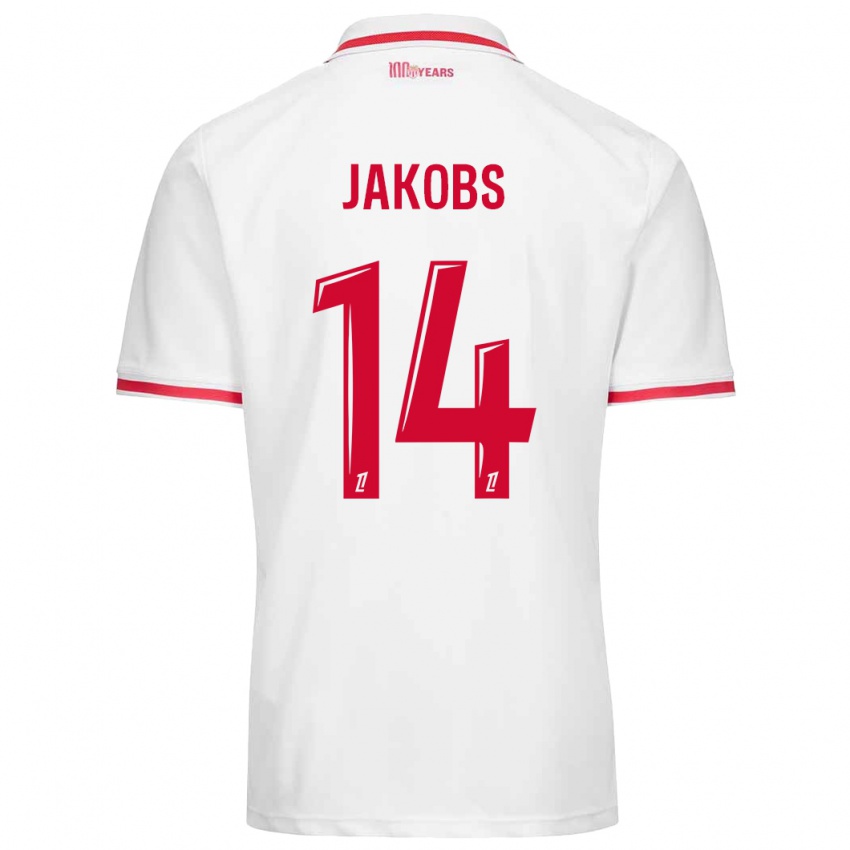 Gyermek Ismail Jakobs #14 Fehér Piros Hazai Jersey 2024/25 Mez Póló Ing