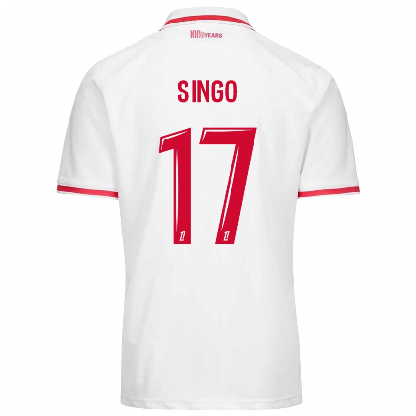 Gyermek Wilfried Singo #17 Fehér Piros Hazai Jersey 2024/25 Mez Póló Ing