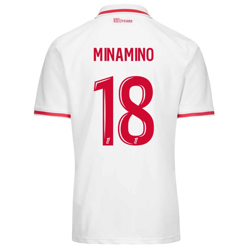 Gyermek Takumi Minamino #18 Fehér Piros Hazai Jersey 2024/25 Mez Póló Ing