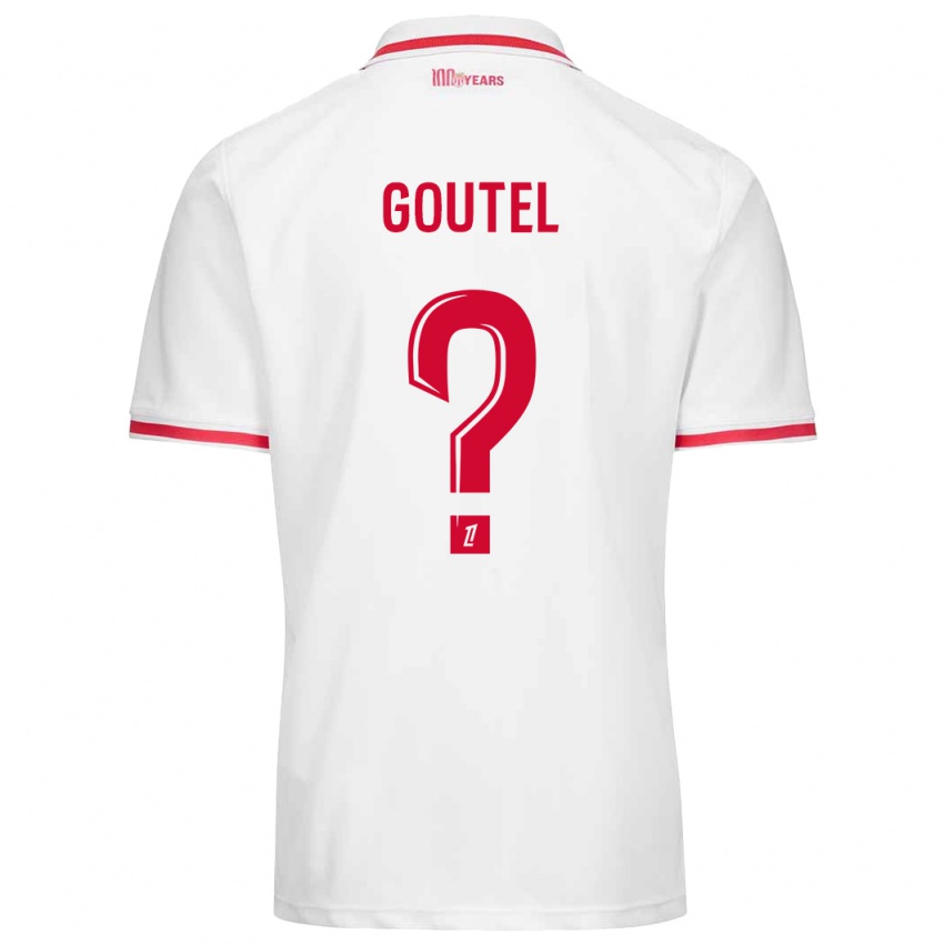 Gyermek Farid Goutel #0 Fehér Piros Hazai Jersey 2024/25 Mez Póló Ing