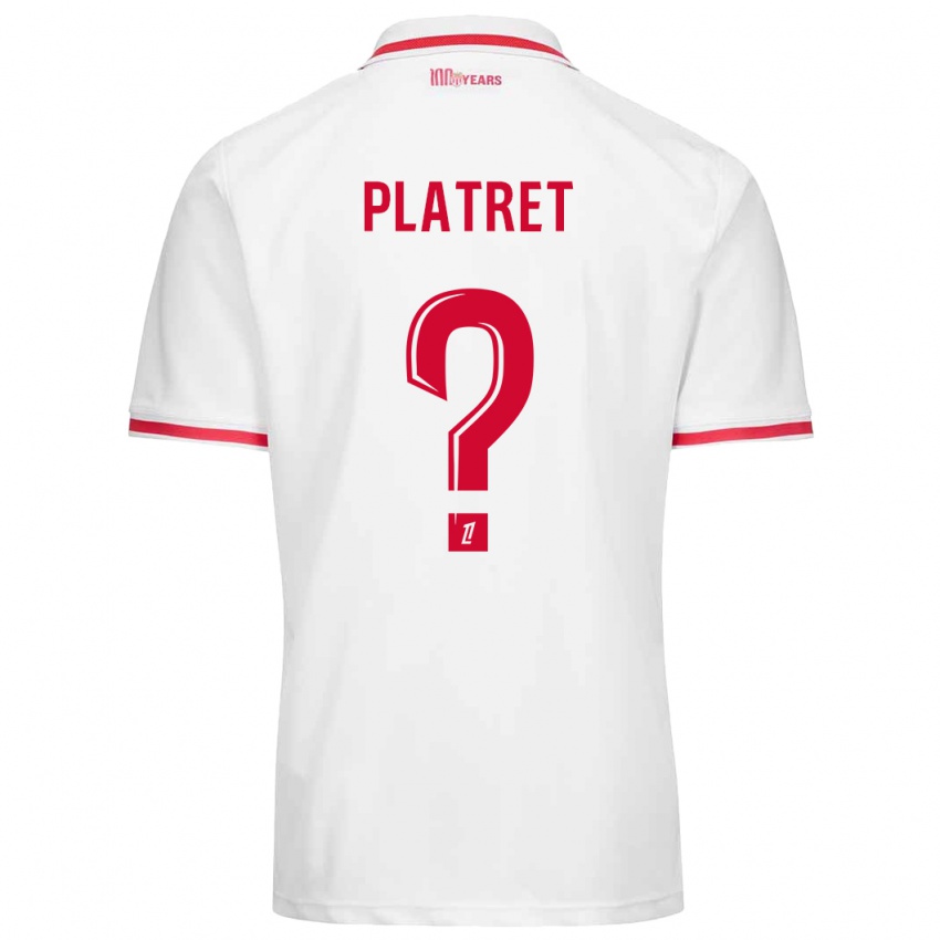 Gyermek Aurélien Platret #0 Fehér Piros Hazai Jersey 2024/25 Mez Póló Ing