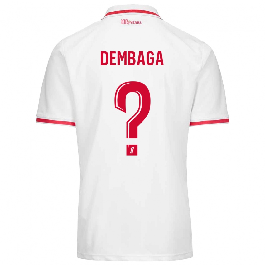 Gyermek Boubakar Dembaga #0 Fehér Piros Hazai Jersey 2024/25 Mez Póló Ing