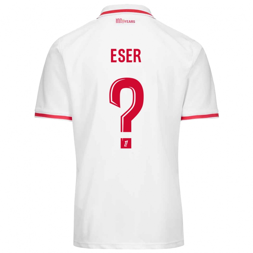 Gyermek Allan Eser #0 Fehér Piros Hazai Jersey 2024/25 Mez Póló Ing