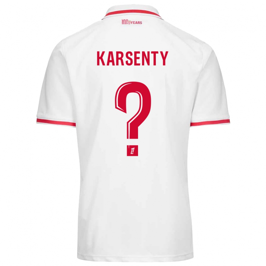 Gyermek Kylian Karsenty #0 Fehér Piros Hazai Jersey 2024/25 Mez Póló Ing