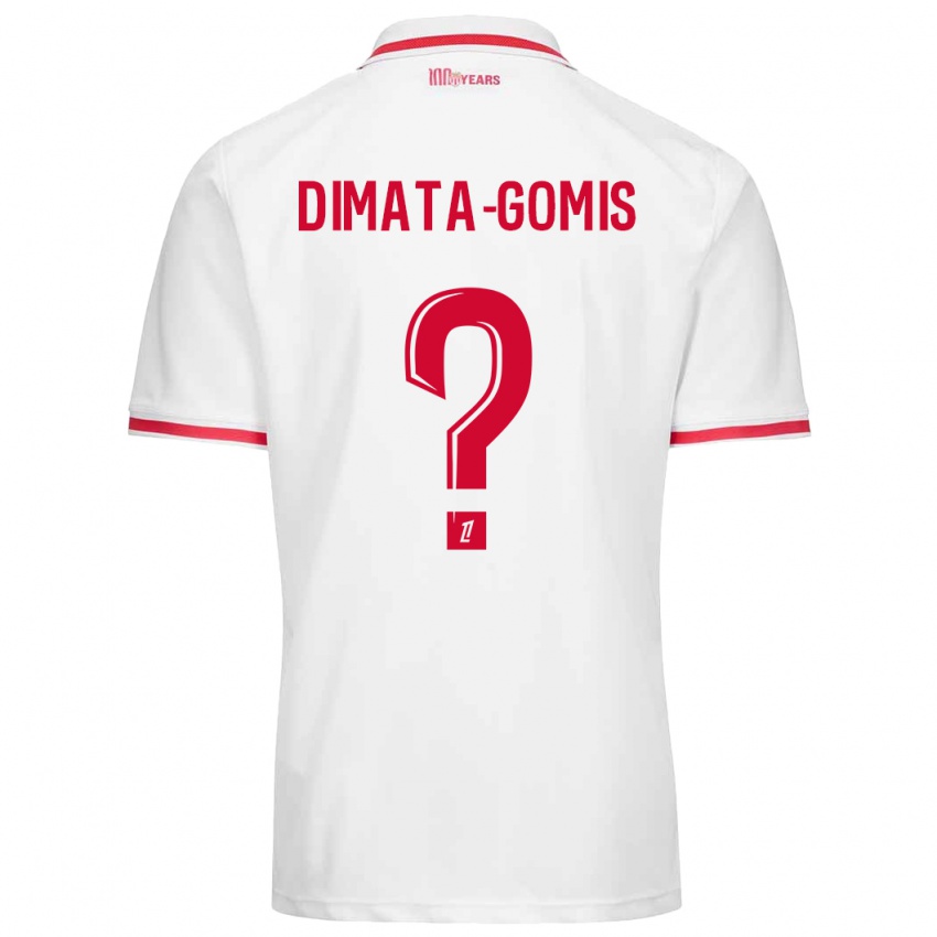 Gyermek Kamron Dimata-Gomis #0 Fehér Piros Hazai Jersey 2024/25 Mez Póló Ing