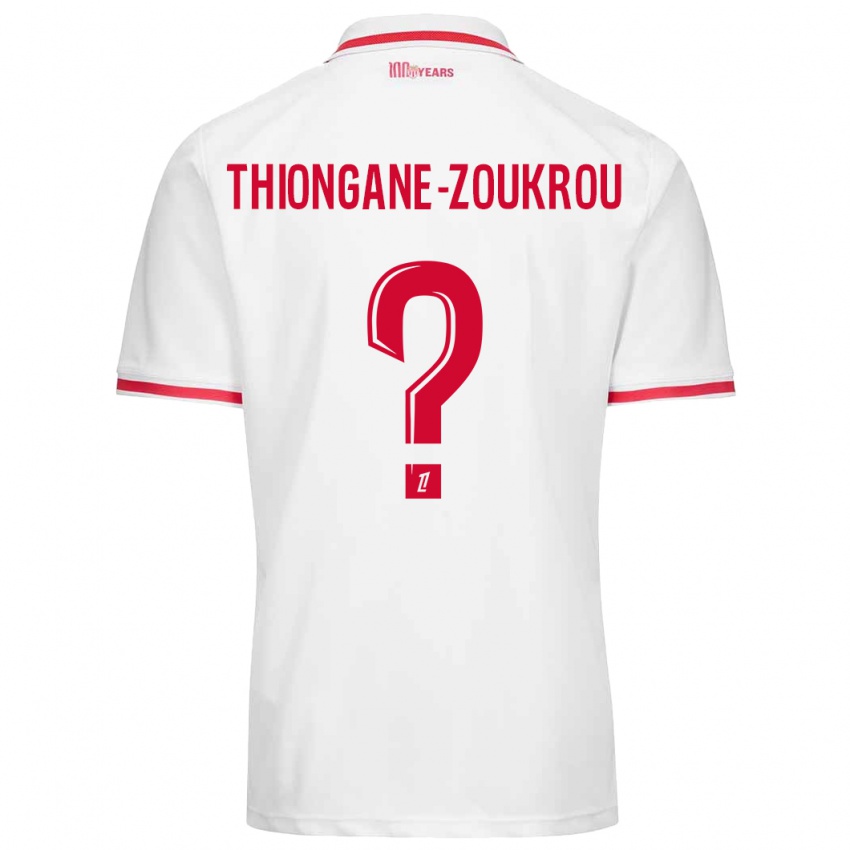 Gyermek Ackah-Tidiane Thiongane-Zoukrou #0 Fehér Piros Hazai Jersey 2024/25 Mez Póló Ing