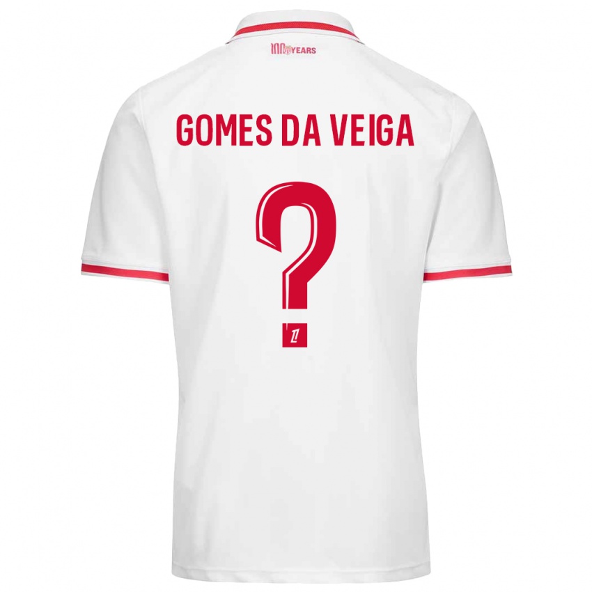 Gyermek Melvin Gomes Da Veiga #0 Fehér Piros Hazai Jersey 2024/25 Mez Póló Ing