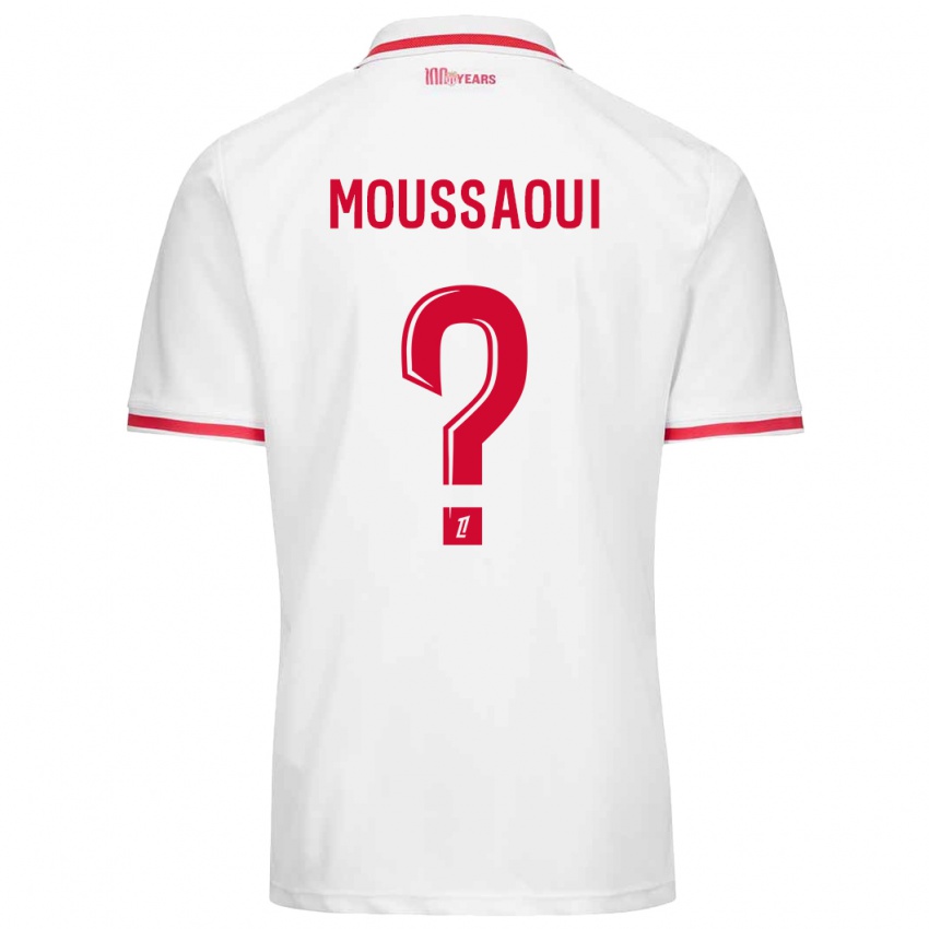 Gyermek Wassim Moussaoui #0 Fehér Piros Hazai Jersey 2024/25 Mez Póló Ing