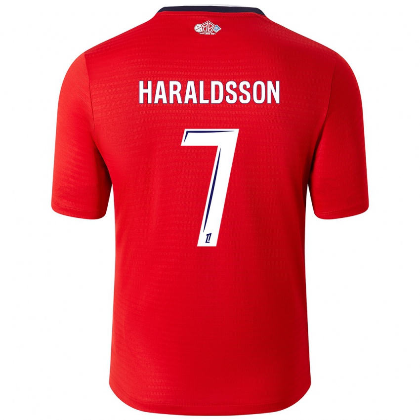 Gyermek Hákon Arnar Haraldsson #7 Piros Fehér Hazai Jersey 2024/25 Mez Póló Ing