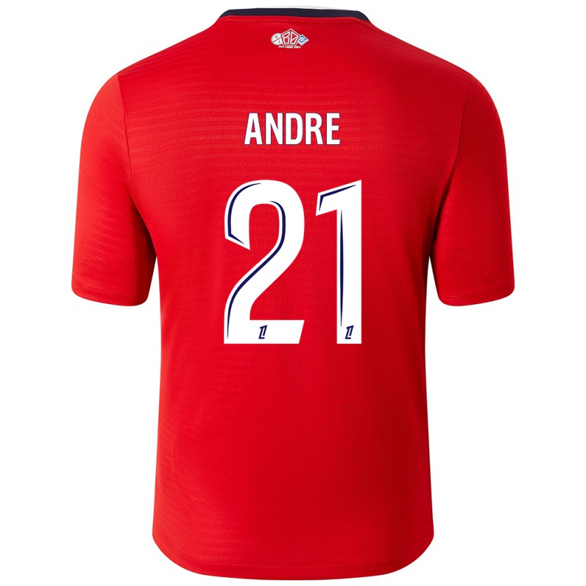 Gyermek Benjamin André #21 Piros Fehér Hazai Jersey 2024/25 Mez Póló Ing