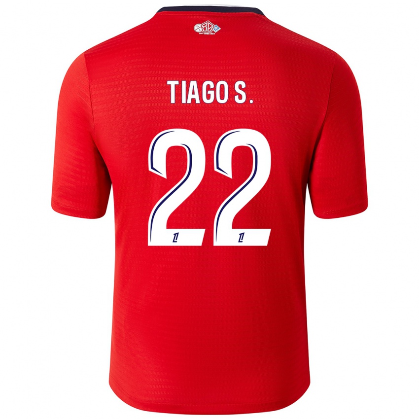 Gyermek Tiago Santos #22 Piros Fehér Hazai Jersey 2024/25 Mez Póló Ing