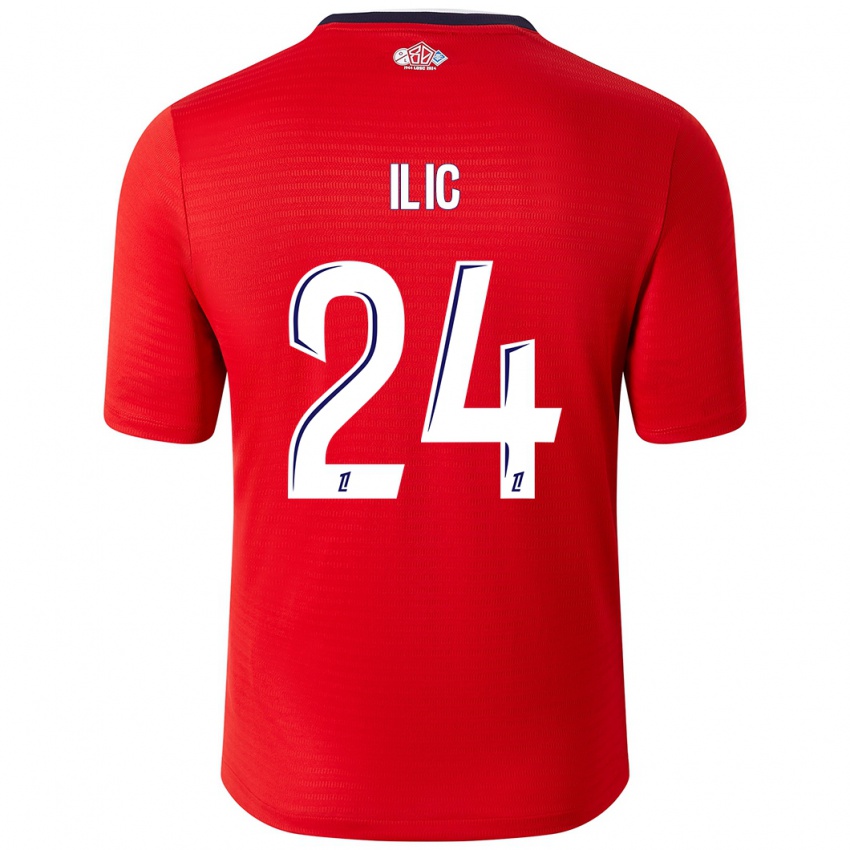 Gyermek Andrej Ilic #24 Piros Fehér Hazai Jersey 2024/25 Mez Póló Ing