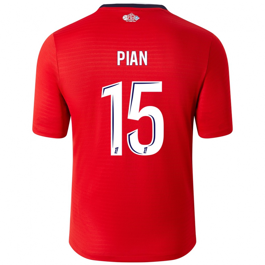 Gyermek Julie Pian #15 Piros Fehér Hazai Jersey 2024/25 Mez Póló Ing