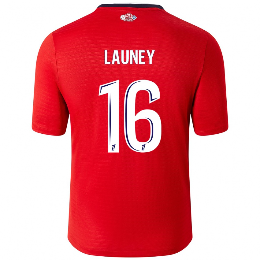 Gyermek Elisa Launey #16 Piros Fehér Hazai Jersey 2024/25 Mez Póló Ing