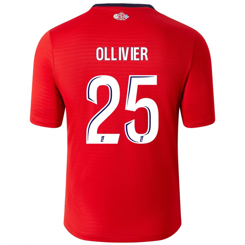 Gyermek Agathe Ollivier #25 Piros Fehér Hazai Jersey 2024/25 Mez Póló Ing