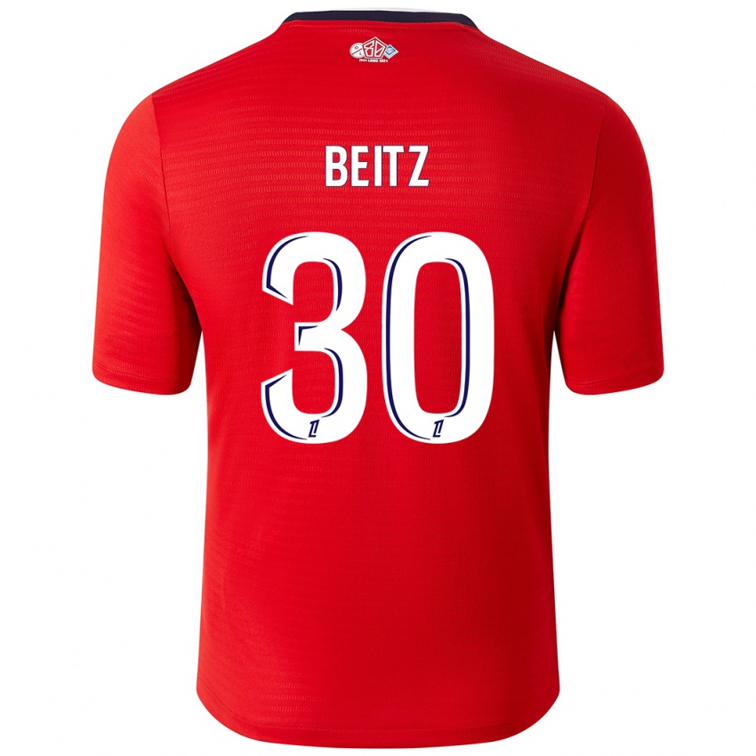 Gyermek Taylor Beitz #30 Piros Fehér Hazai Jersey 2024/25 Mez Póló Ing