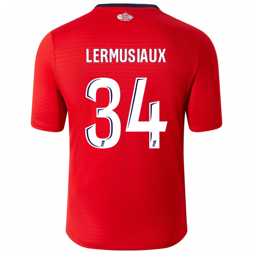 Gyermek Chrystal Lermusiaux #34 Piros Fehér Hazai Jersey 2024/25 Mez Póló Ing