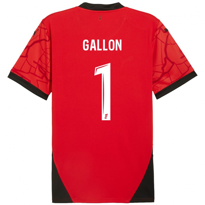 Gyermek Gauthier Gallon #1 Piros Fekete Hazai Jersey 2024/25 Mez Póló Ing